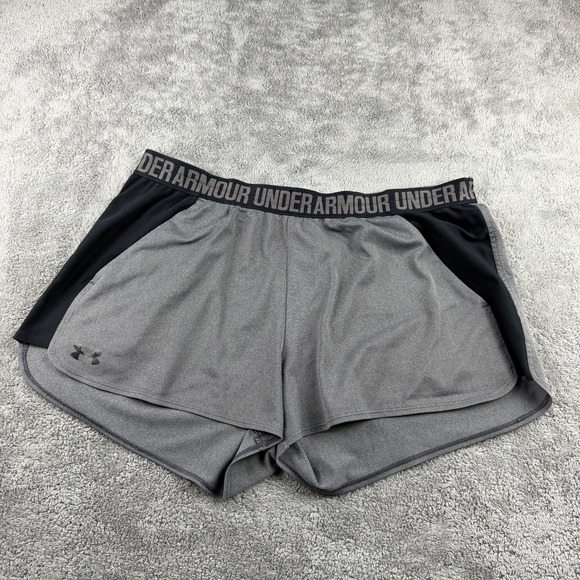 Under Armour Heatgear Loose Fit Shorts Womens XL Gray Black - Picture 1 of 13